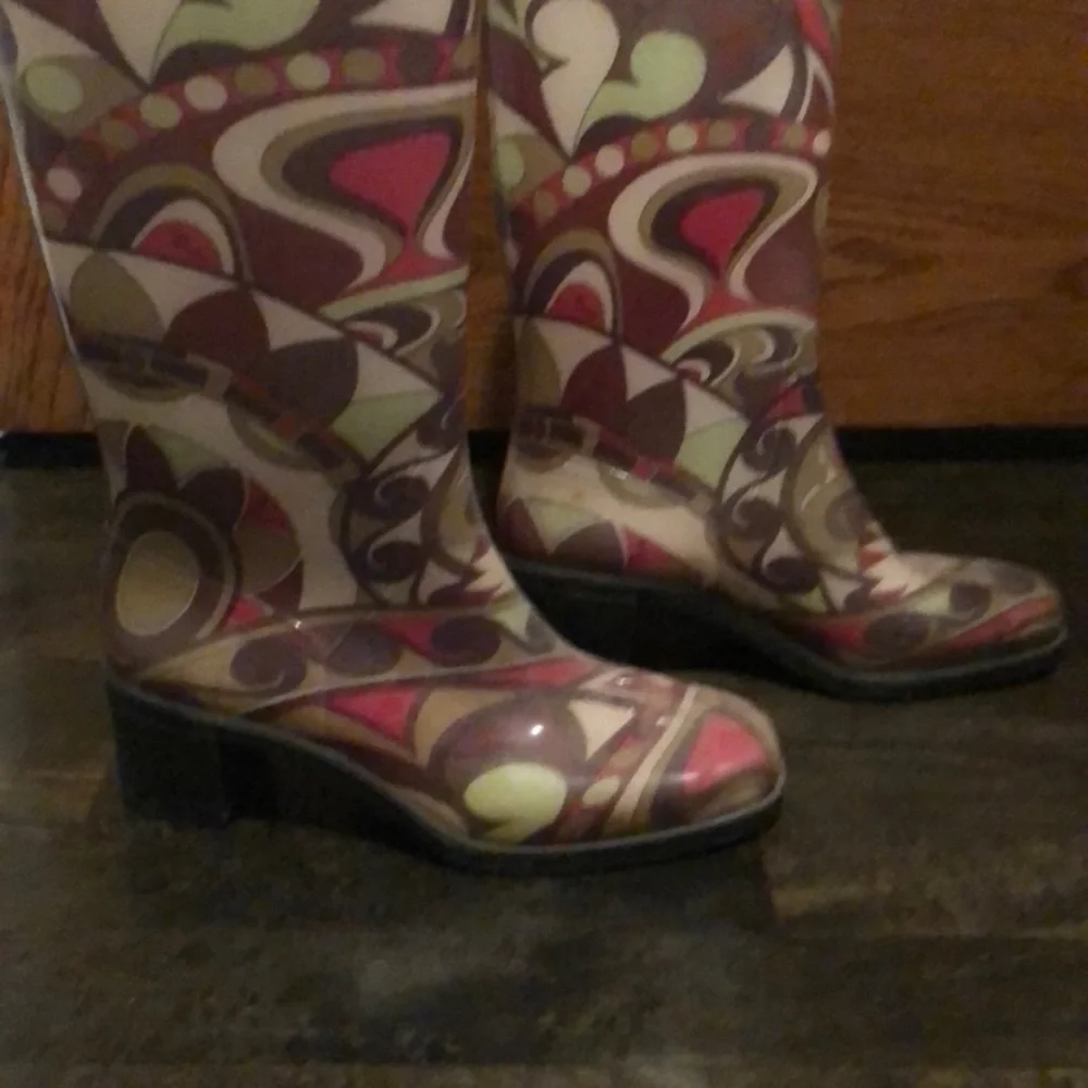 Emilio Pucci multicolor rubber rain‎ boots